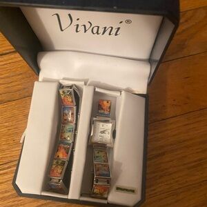 Vivani Women's Silver Watch with Colorful Band
